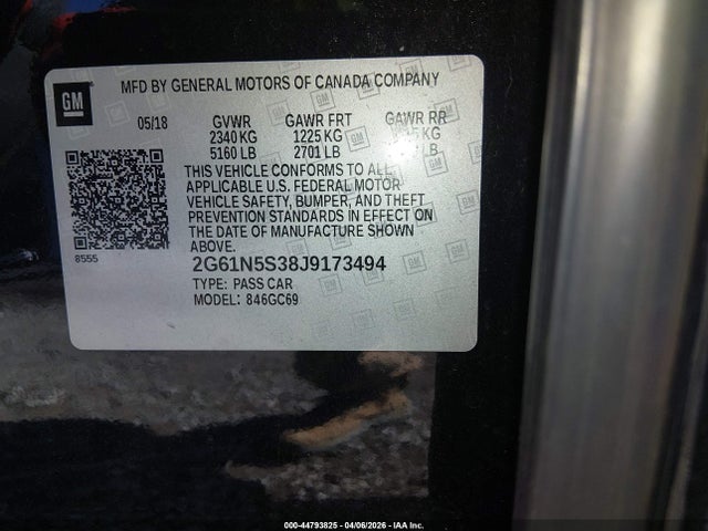 Aukcja sprzedaży 2018 Cadillac Xts Luxury, vin: 2G61N5S38J9173494, numer aukcji: 44793825