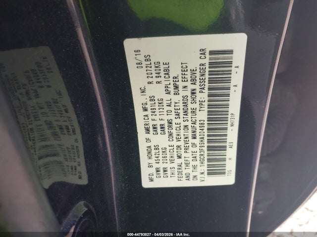 1HGCR3F95HA004983 Honda Accord Touring V6