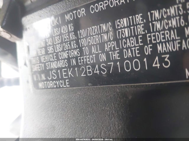 JS1EK12B4S7100143 Suzuki Gsx1000 Gt/gt+