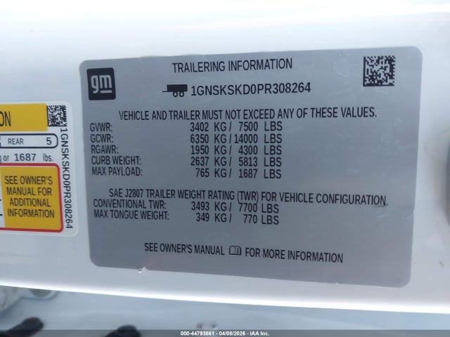 1GNSKSKD0PR308264 Chevrolet Tahoe 4wd Premier