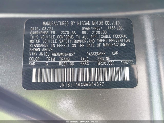Aukcja sprzedaży 2021 Nissan Rogue Sport S Awd Xtronic Cvt, vin: JN1BJ1AWXMW664827, numer aukcji: 44793863