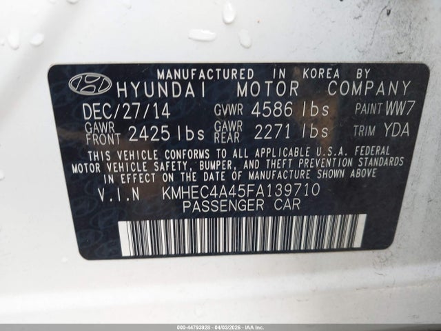Hyundai SONATA HYBRID 2015 KMHEC4A45FA139710 Image 9