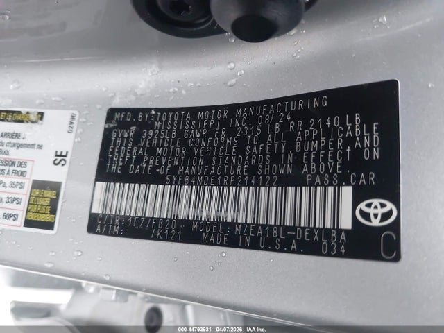 5YFB4MDE1RP214122 Toyota COROLLA LE