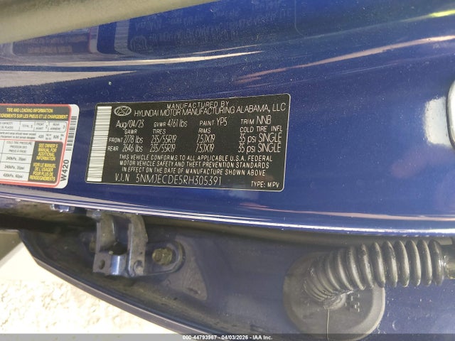 Aukcja sprzedaży 2024 Hyundai Tucson Limited, vin: 5NMJECDE5RH305391, numer aukcji: 44793967