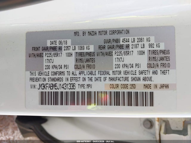 JM3KFABM5J1431336 Mazda CX-5 SPORT