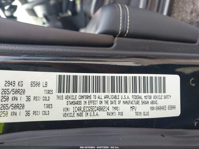 Продажа на аукционе авто 2014 Jeep Grand Cherokee Overland, vin: 1C4RJECG5EC480214, номер лота: 44793984