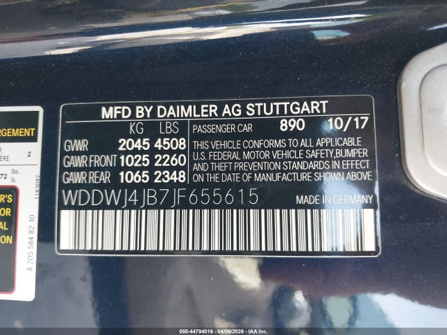44794016 :رقم المزاد ، WDDWJ4JB7JF655615 vin ، 2018 Mercedes-benz C 300 مزاد بيع
