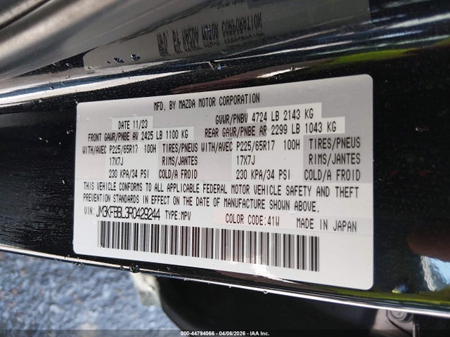 Продажа на аукционе авто 2024 Mazda Cx-5 2.5 S Select, vin: JM3KFBBL3R0429244, номер лота: 44794066