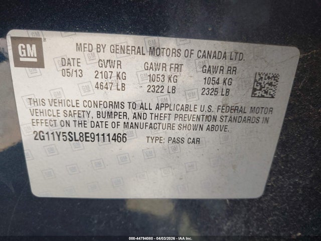 2G11Y5SL8E9111466 Chevrolet Impala 1ls