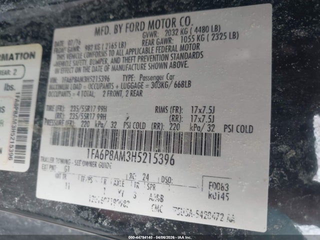 2017 FORD MUSTANG 1FA6P8AM3H5215396 Photo 8