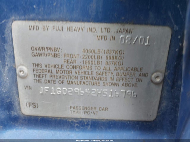 2002 SUBARU IMPREZA JF1GD29642H516796 Photo 8