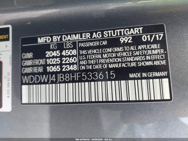 2017 Mercedes-benz C 300 მანქანა იყიდება აუქციონზე, vin: WDDWJ4JB8HF533615, აუქციონის ნომერი: 44794154
