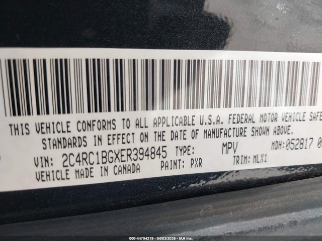 2C4RC1BGXER394845 Chrysler Town &amp; Country Touring