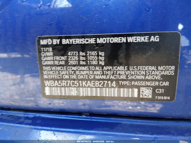 Продаж на аукціоні авто 2019 Bmw 330i Xdrive, vin: WBA5R7C51KAE82714, номер лоту: 44794222