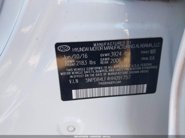 5NPD84LF4HH091757 Hyundai ELANTRA SE