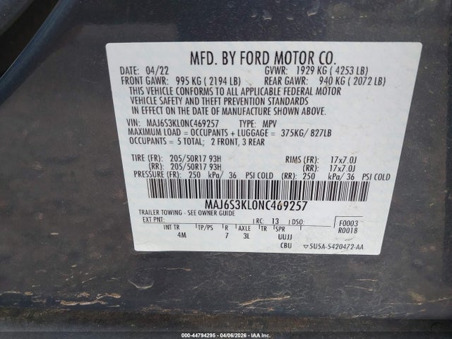 2022 FORD ECOSPORT MAJ6S3KL0NC469257 Photo 8