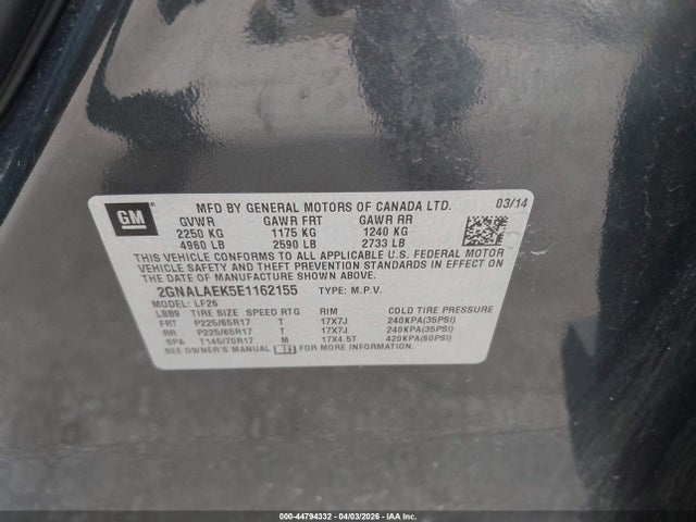 Chevrolet EQUINOX LS 2014 2GNALAEK5E1162155 Image 9