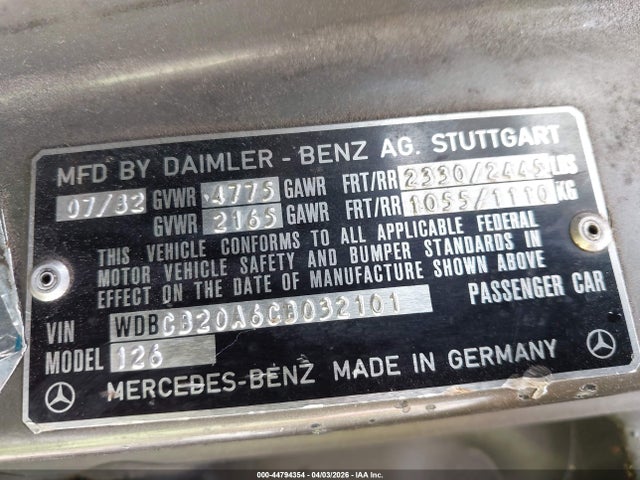 1982 MERCEDES-BENZ 300 WDBCB20A6CB032101 Photo 8