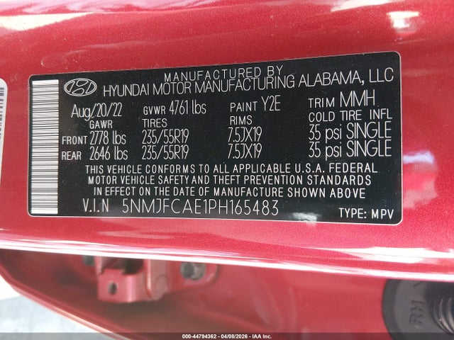 2023 Hyundai Tucson Sel მანქანა იყიდება აუქციონზე, vin: 5NMJFCAE1PH165483, აუქციონის ნომერი: 44794362