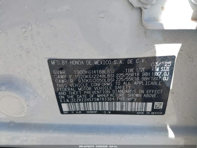 3CZRZ2H57SM783384 Honda Hr-v Awd Sport