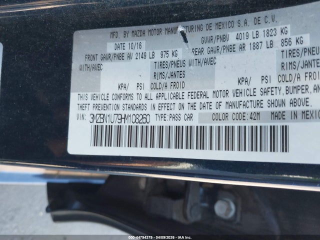 Aukcja sprzedaży 2017 Mazda Mazda3 Sport, vin: 3MZBN1U79HM108260, numer aukcji: 44794379