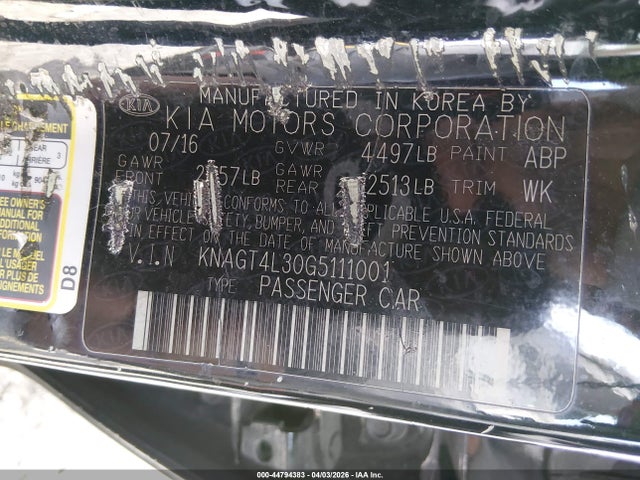 2016 KIA OPTIMA KNAGT4L30G5111001 Photo 8