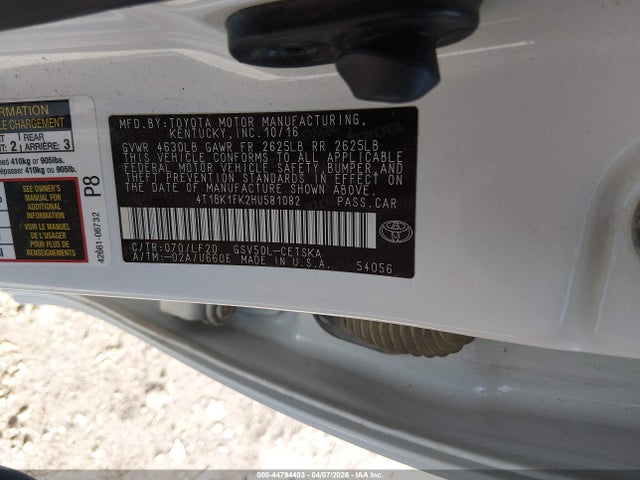 Auction sale of the 2017 Toyota Camry Xse V6, vin: 4T1BK1FK2HU581082, lot number: 44794403