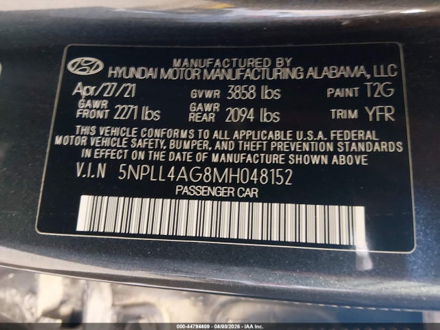 2021 HYUNDAI ELANTRA 5NPLL4AG8MH048152 Photo 8