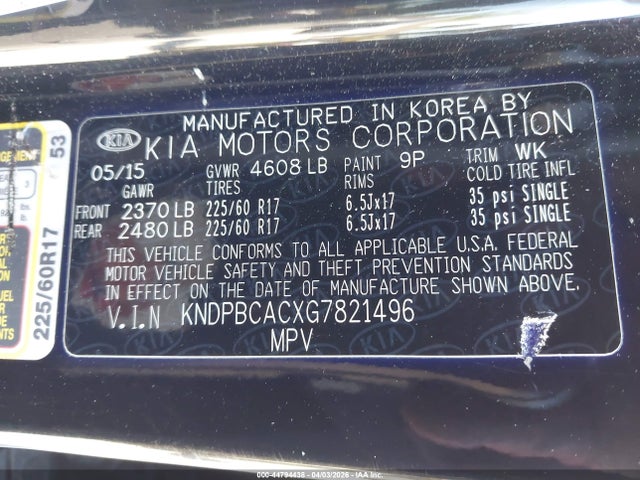 KNDPBCACXG7821496 KIA Sportage Lx