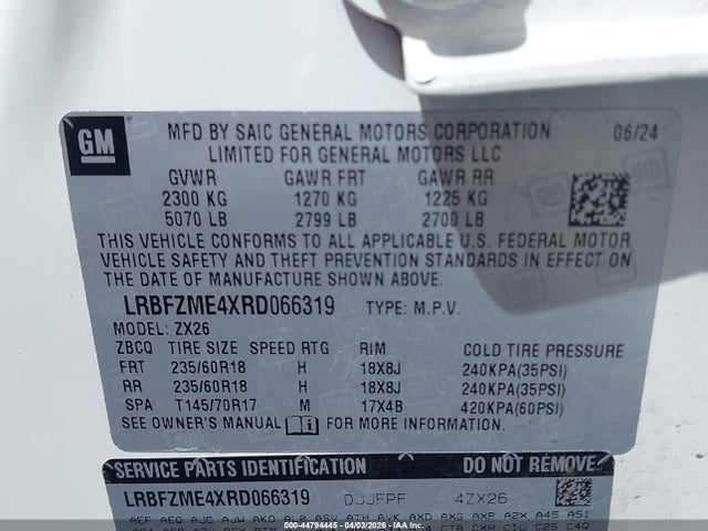 Продажа на аукционе авто 2024 Buick Envision Preferred Awd, vin: LRBFZME4XRD066319, номер лота: 44794445