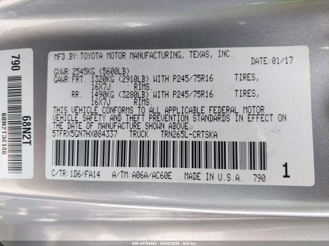 5TFRX5GN7HX084337 Toyota Tacoma Sr