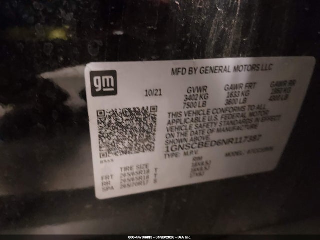 1GNSCBED6NR117387 Chevrolet Suburban 2wd Ls