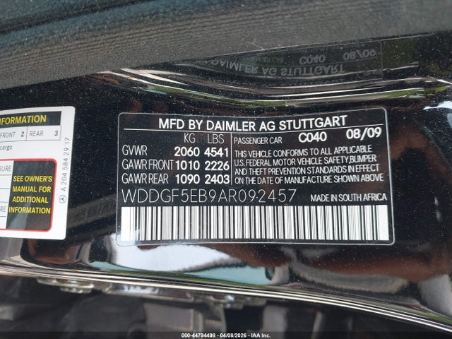 Aukcja sprzedaży 2010 Mercedes-benz C 300 Luxury/sport, vin: WDDGF5EB9AR092457, numer aukcji: 44794498