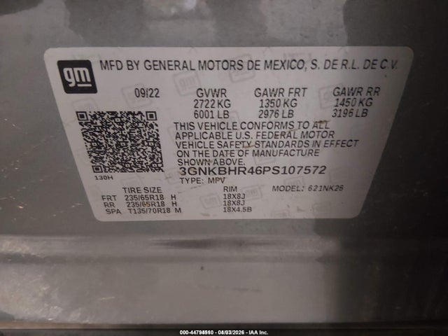 3GNKBHR46PS107572 Chevrolet Blazer Awd 2lt