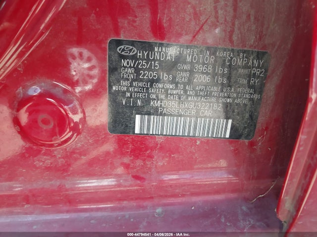 KMHD35LHXGU322182 Hyundai ELANTRA GT