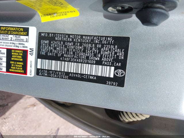 2011 TOYOTA CAMRY 4T4BF3EK4BR201609 Photo 8