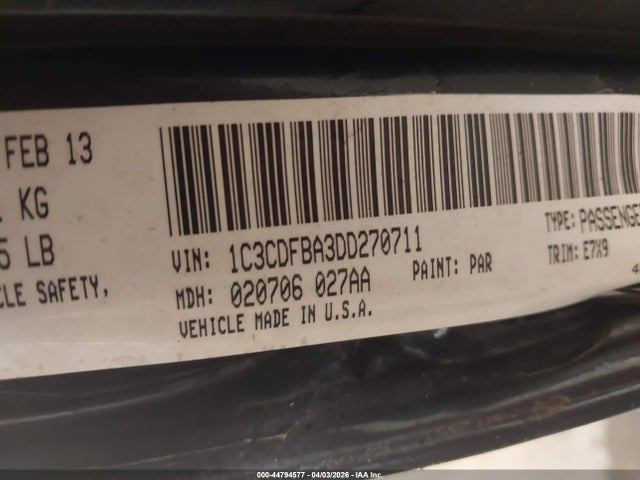 Продажа на аукционе авто 2013 Dodge Dart Sxt, vin: 1C3CDFBA3DD270711, номер лота: 44794577