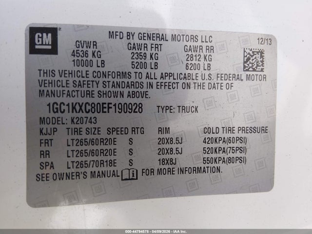 Chevrolet Silverado 2500hd Lt 2014 1GC1KXC80EF190928 Image 9