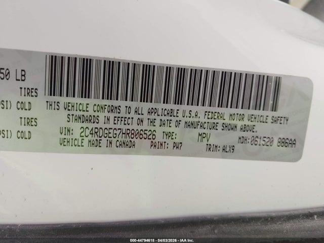 2017 DODGE GRAND CARAVAN 2C4RDGEG7HR806526 Photo 8