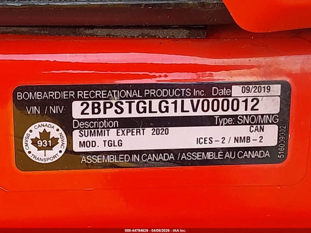 2BPSTGLG1LV000012 Ski-Doo Summit X 850