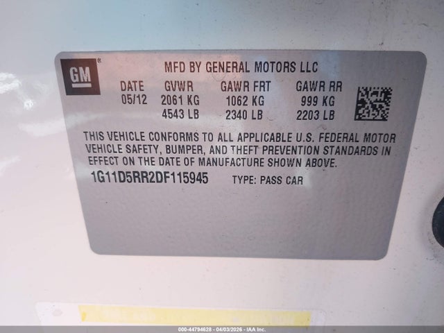 2013 CHEVROLET MALIBU 1G11D5RR2DF115945 Photo 8