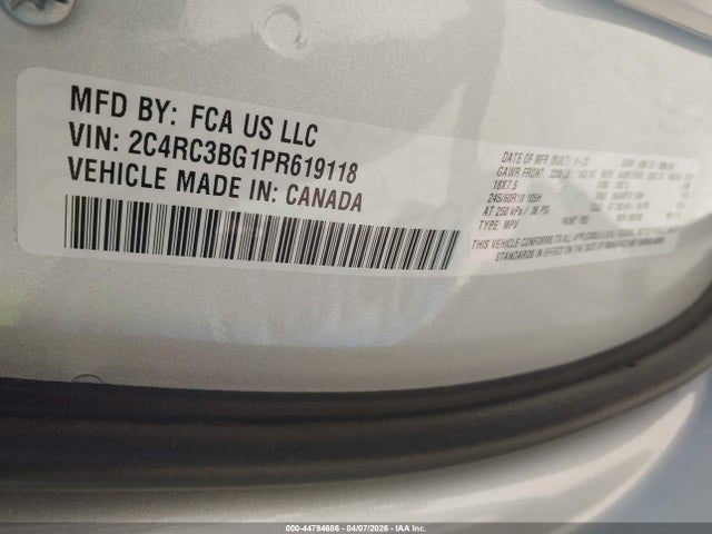 Продаж на аукціоні авто 2023 Chrysler Pacifica Touring L, vin: 2C4RC3BG1PR619118, номер лоту: 44794686