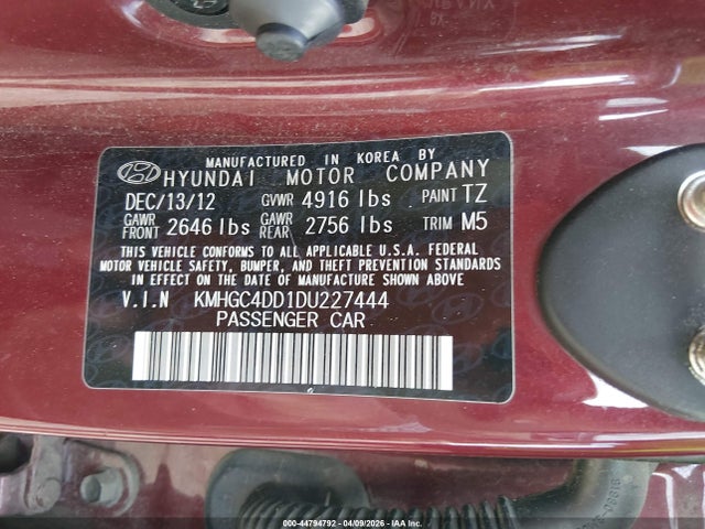 Aukcja sprzedaży 2013 Hyundai Genesis 3.8, vin: KMHGC4DD1DU227444, numer aukcji: 44794792