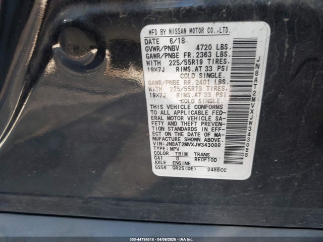 Aukcja sprzedaży 2018 Nissan Rogue Sl, vin: JN8AT2MVXJW343088, numer aukcji: 44794818