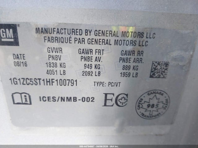 1G1ZC5ST1HF100791 Chevrolet Malibu 1fl