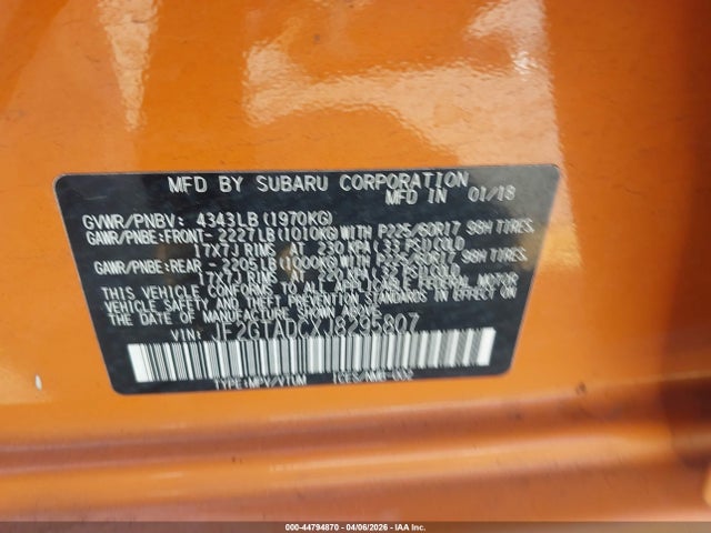 Subaru Crosstrek 2.0i Premium 2018 JF2GTADCXJ8295807 Image 9
