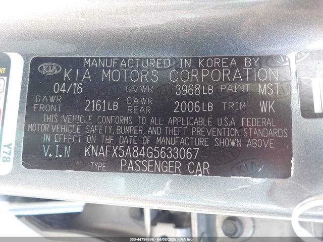 Продаж на аукціоні авто 2016 Kia Forte Ex, vin: KNAFX5A84G5633067, номер лоту: 44794896