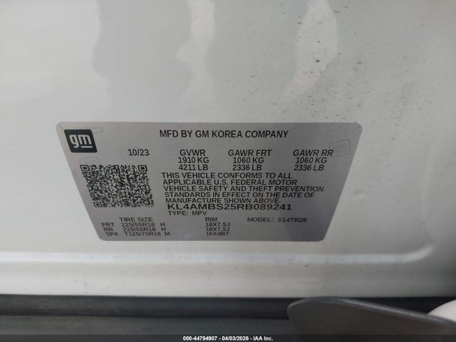 Aukcja sprzedaży 2024 Buick Encore Gx Preferred Fwd, vin: KL4AMBS25RB089241, numer aukcji: 44794907