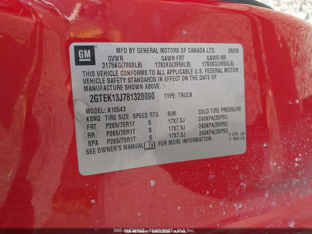 Aukcja sprzedaży 2008 Gmc Sierra 1500 Sle1, vin: 2GTEK13J781328090, numer aukcji: 44794941