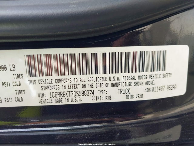 2013 RAM 1500 1C6RR6KT7DS588374 Photo 8